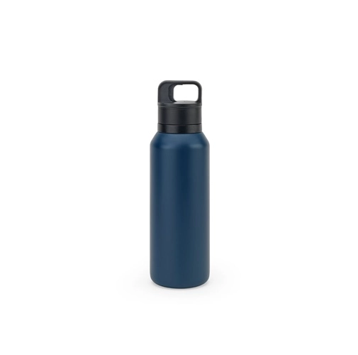 azul marino NICKLAUS. Botella de acero inoxidable (91 % reciclado) con aislamiento al vacío de doble pared de 590 ml