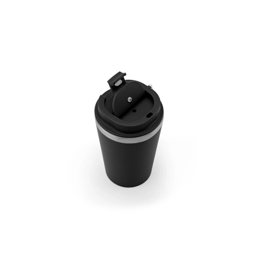 SPITZ. Vaso de viaje de acero inoxidable (90 % reciclado) y pared exterior de PP, con acabado mate 440 ml