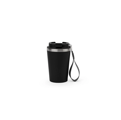 SPITZ. Vaso de viaje de acero inoxidable (90 % reciclado) y pared exterior de PP, con acabado mate 440 ml