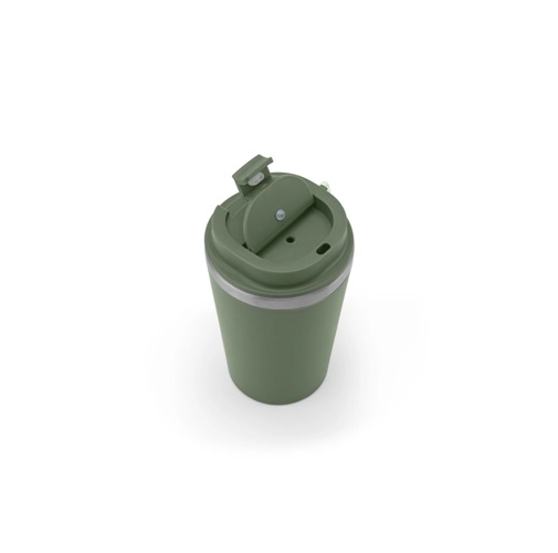 SPITZ. Vaso de viaje de acero inoxidable (90 % reciclado) y pared exterior de PP, con acabado mate 440 ml