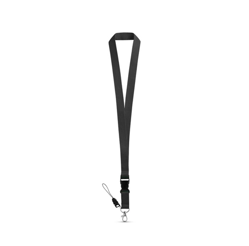 ANQUETIL. Lanyard de poliéster con mosquetón metálico