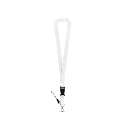white ANQUETIL. Lanyard de poliéster con mosquetón metálico