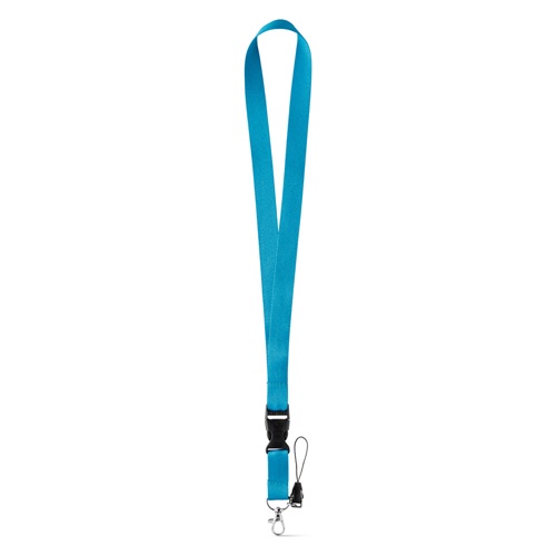 azul claro ANQUETIL. Lanyard de poliéster con mosquetón metálico