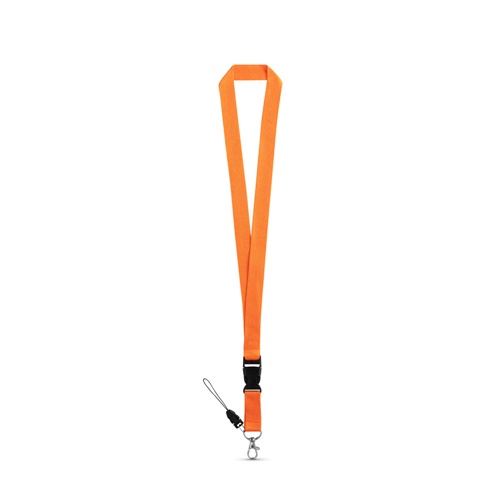 orange ANQUETIL. Lanyard de poliéster con mosquetón metálico