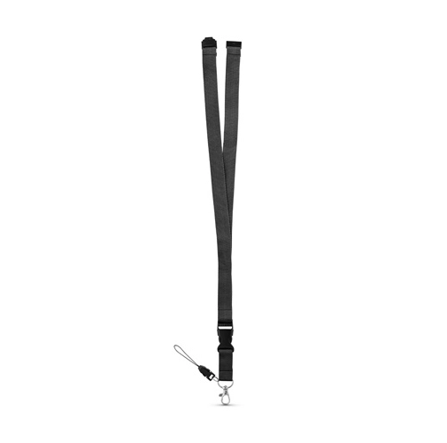 black MURRAY. Lanyard de poliéster con mosquetón metálico