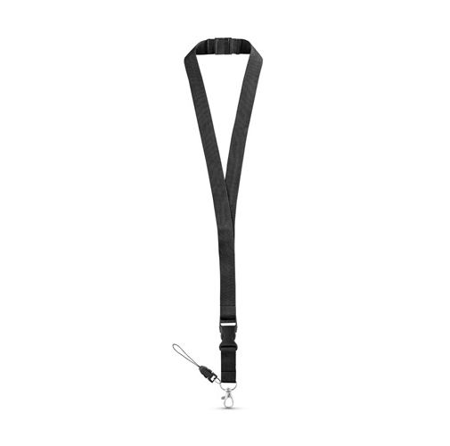 black MURRAY. Lanyard de poliéster con mosquetón metálico