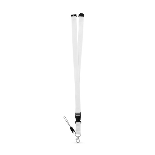 white MURRAY. Lanyard de poliéster con mosquetón metálico