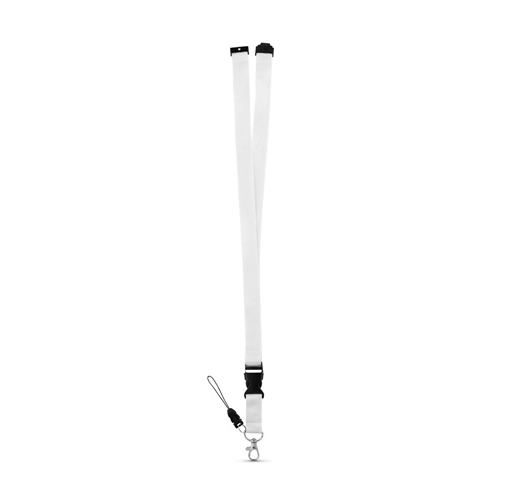 white MURRAY. Lanyard de poliéster con mosquetón metálico
