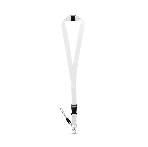 white MURRAY. Lanyard de poliéster con mosquetón metálico