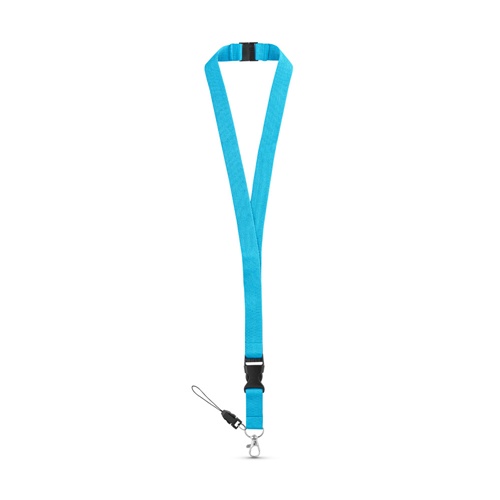 azul claro MURRAY. Lanyard de poliéster con mosquetón metálico