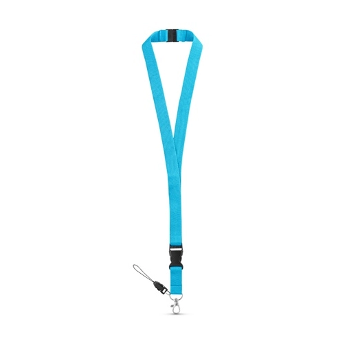 azul claro MURRAY. Lanyard de poliéster con mosquetón metálico