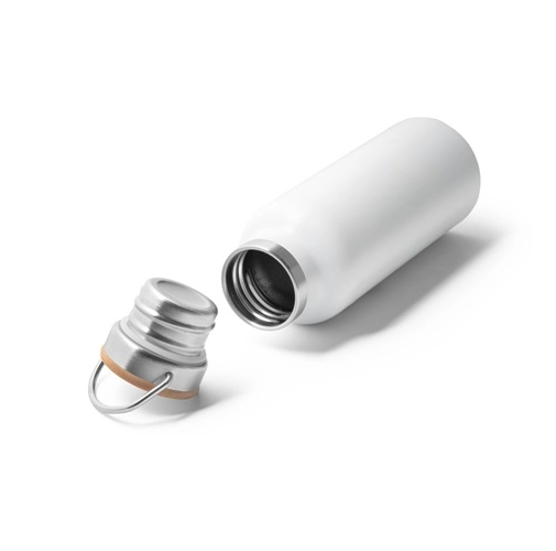 white RAGNAR. Botella de acero inoxidable (36% reciclado) con doble cuerpo 570 mL