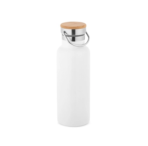 white RAGNAR. Botella de acero inoxidable (36% reciclado) con doble cuerpo 570 mL