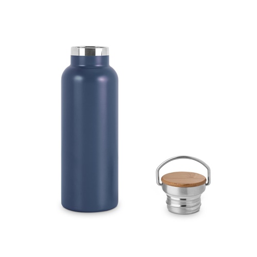 azul marino RAGNAR. Botella de acero inoxidable (36% reciclado) con doble cuerpo 570 mL