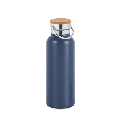 azul marino RAGNAR. Botella de acero inoxidable (36% reciclado) con doble cuerpo 570 mL