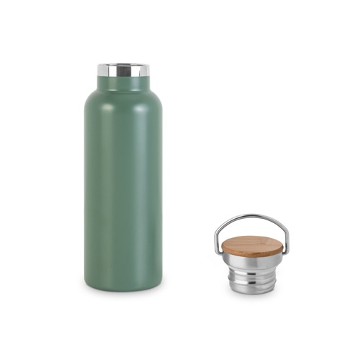 verde militar RAGNAR. Botella de acero inoxidable (36% reciclado) con doble cuerpo 570 mL