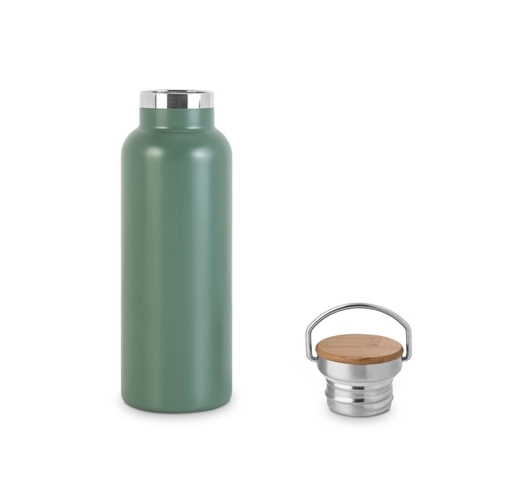verde militar RAGNAR. Botella de acero inoxidable (36% reciclado) con doble cuerpo 570 mL