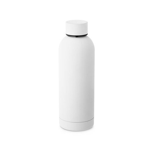 white ODIN. Botella de acero inoxidable (36% reciclado) con acabado gomoso 500 mL