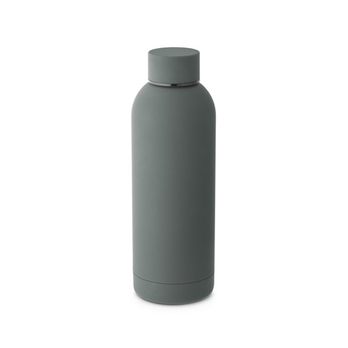 gris oscuro ODIN. Botella de acero inoxidable (36% reciclado) con acabado gomoso 500 mL