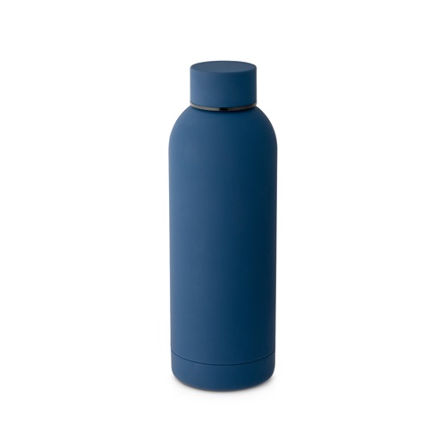 azul marino ODIN. Botella de acero inoxidable (36% reciclado) con acabado gomoso 500 mL