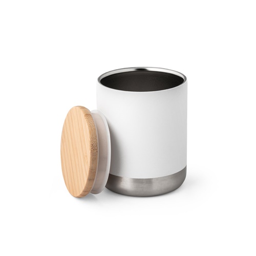 white NORRE TUMBLER. Vaso de acero inoxidable (36% reciclado) con pared doble de insolacion 370 mL