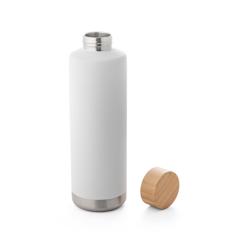 white NORRE BOTTLE. Botella de acero inoxidable (36% reciclado) con pared doble de insolacion al vacío 640 mL