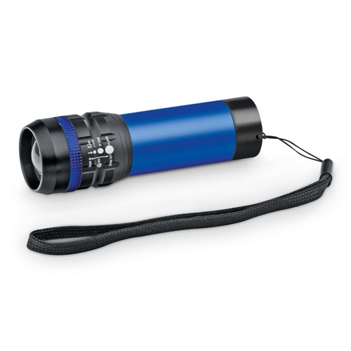 blue ZOOMIN. Linterna de aluminio con función zoom y 3 modos de iluminación