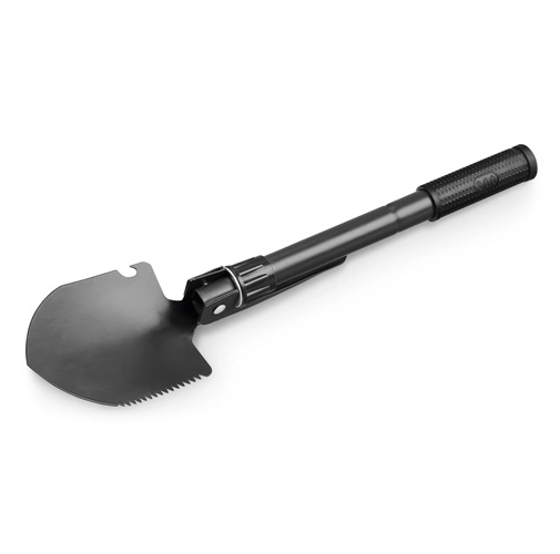 black DIG. Pala plegable de metal con brújula