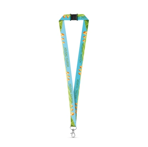 DOVER. Landyard para sublimación en poliéster reciclado (100% rPET) con mosquetón