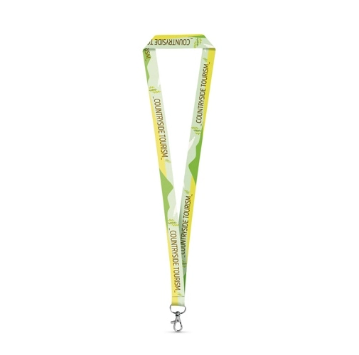 WINDSOR. Landyard para sublimación en poliéster reciclado (100% rPET) con mosquetón