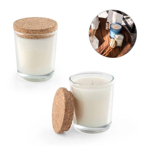ZEN 80. Vela aromática en vaso de cristal con tapa de corcho 80 g