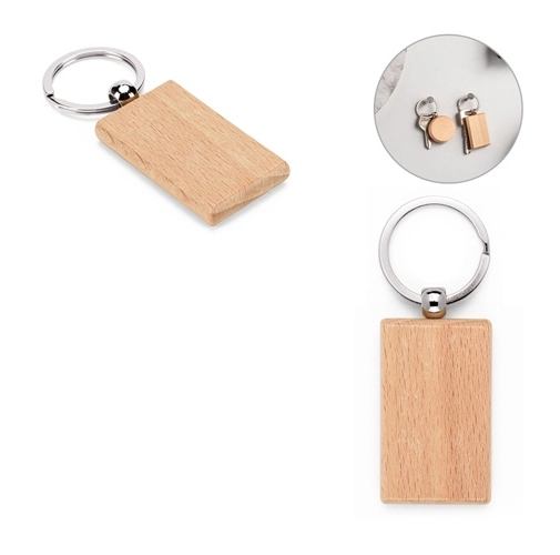 STEWIE. Llavero rectangular de madera de haya