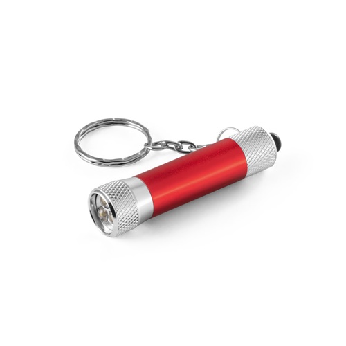 red RE-LERGAN. Llavero de aluminio (92% reciclado) con linterna LED de 3 posiciones