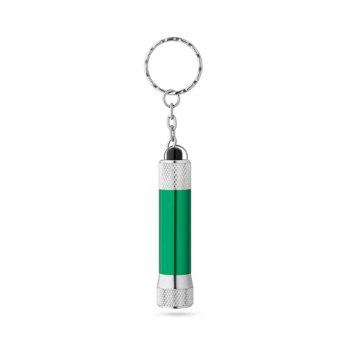 RE-LERGAN. Llavero de aluminio (92% reciclado) con linterna LED de 3 posiciones