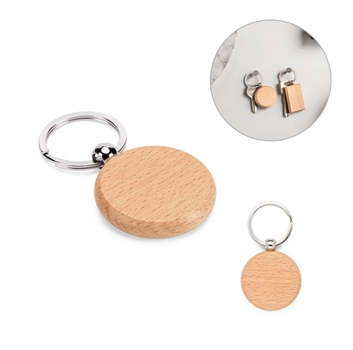 STEWIE ROUND. Llavero redondo de madera de haya