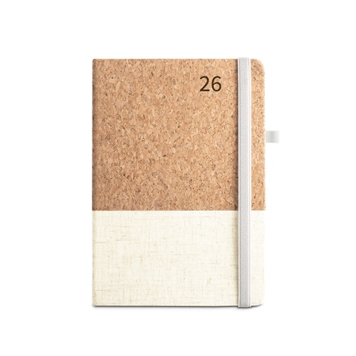 natural claro QUENTAL A5. Agenda de corcho y lino
