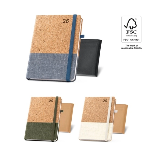 QUENTAL A5. Agenda de corcho y lino