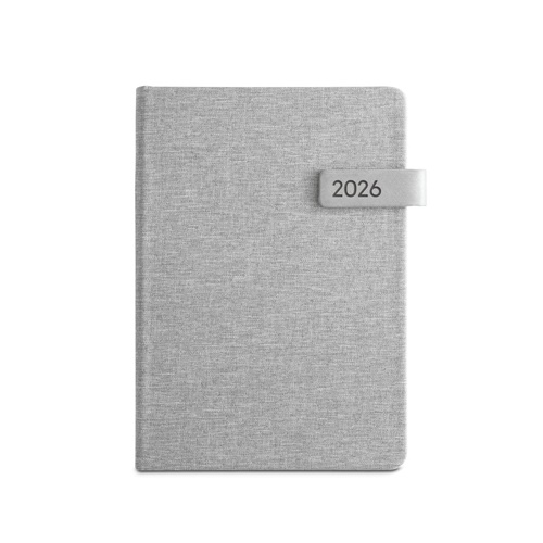 gris claro ANDRESEN A5. Agenda en poliéster reciclado (100% rPET)