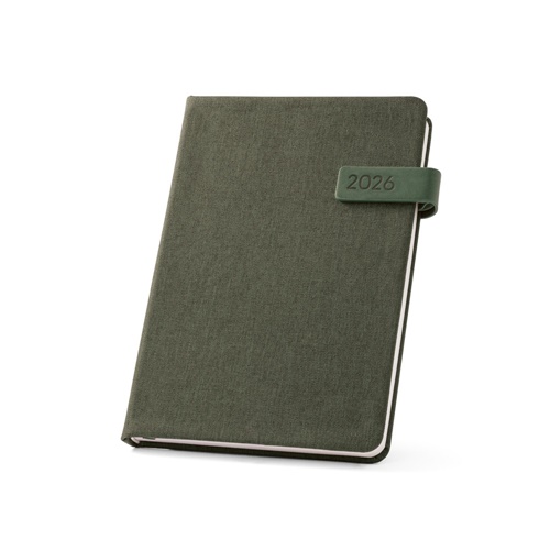 verde oscuro ANDRESEN A5. Agenda en poliéster reciclado (100% rPET)