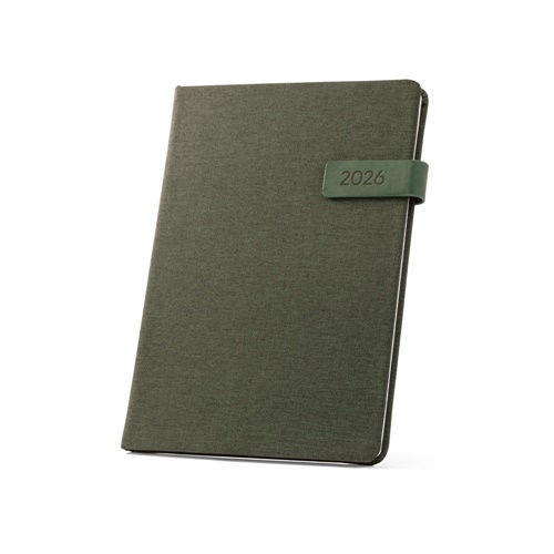 verde oscuro ANDRESEN B5. Agenda en poliéster reciclado (100% rPET)