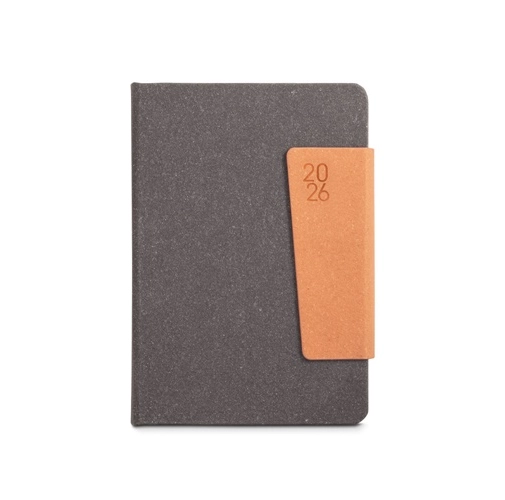 black TAGORE A5. Agenda A5 en piel (58% reciclada)
