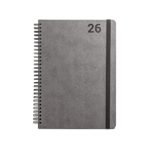 black SIMMEL B5. Agenda B5, con anillas, de cuero (58% reciclado)