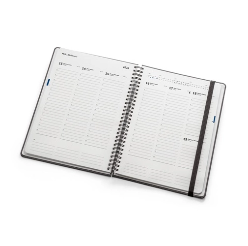 black SIMMEL B5. Agenda B5, con anillas, de cuero (58% reciclado)