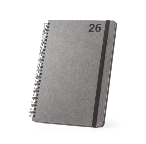 black SIMMEL B5. Agenda B5, con anillas, de cuero (58% reciclado)