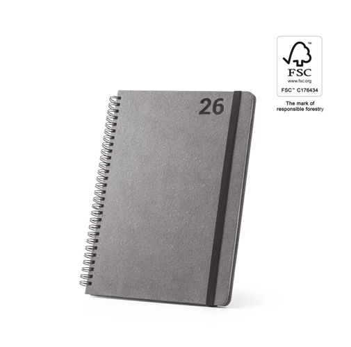 SIMMEL B5. Agenda B5, con anillas, de cuero (58% reciclado)