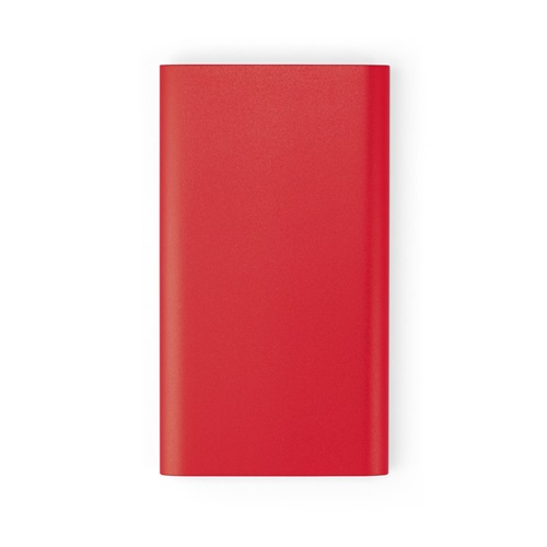 red CASSINI. Power bank 4\'000 mAh con cargador inalámbrico de 5W, fabricado en aluminio reciclado (100% rAL)