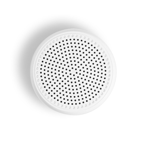 white TURING. Altavoz portátil de 3W con 4 horas de autonomía, fabricado en ABS reciclado (100% rABS)