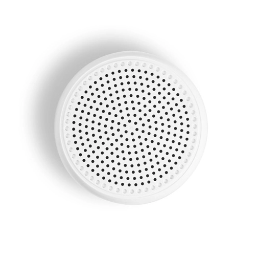 white TURING. Altavoz portátil de 3W con 4 horas de autonomía, fabricado en ABS reciclado (100% rABS)