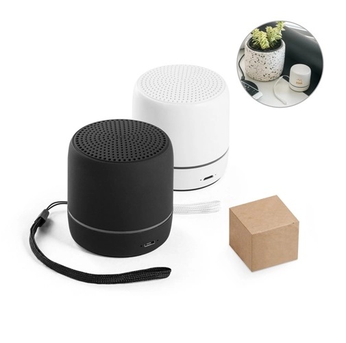 TURING. Altavoz portátil de 3W con 4 horas de autonomía, fabricado en ABS reciclado (100% rABS)