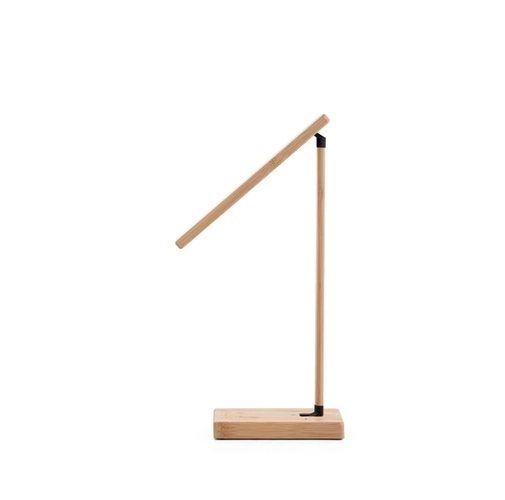 natural MOREY. Lámpara de escritorio plegable con cargador inalámbrico superrápido de 15W en bambú
